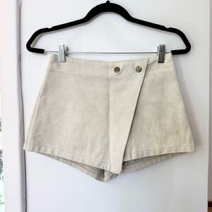 New Free People Emmy Vegan Suede Mini Skort in Ivory We The Free 0